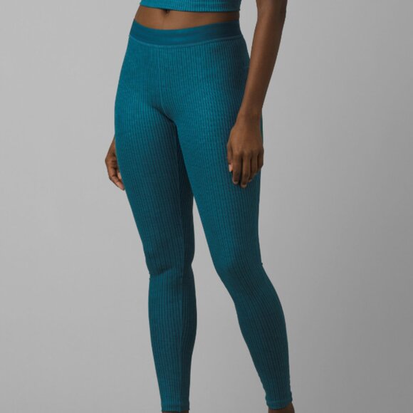 NWT prAna Luminance Legging highwaist w/ pocket turquoise blue stripe Small S - Picture 6 of 6
